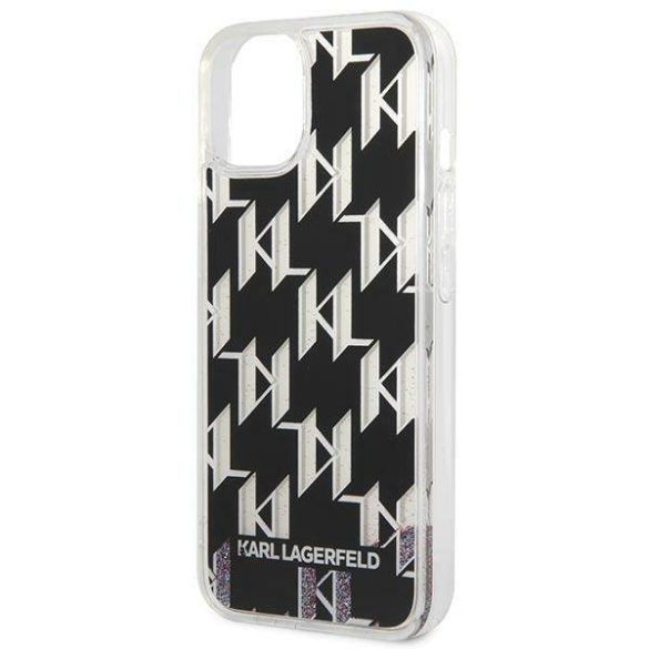 Karl Lagerfeld KLHCP14MLMNMK iPhone 14 Plus / 15 Plus 6,7" keménytok fekete folyékony Glitter monogram