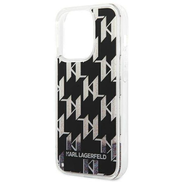 Karl Lagerfeld KLHCP14LLMNMK iPhone 14 Pro 6,1" keménytok fekete folyékony csillogó kristályos monogram tok