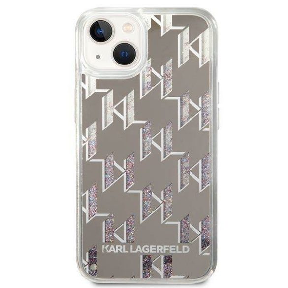 Karl Lagerfeld KLHCP14SLMNMS iPhone 14 / 15 / 13 6,1" keménytok ezüst Folyékony csillogó monogram