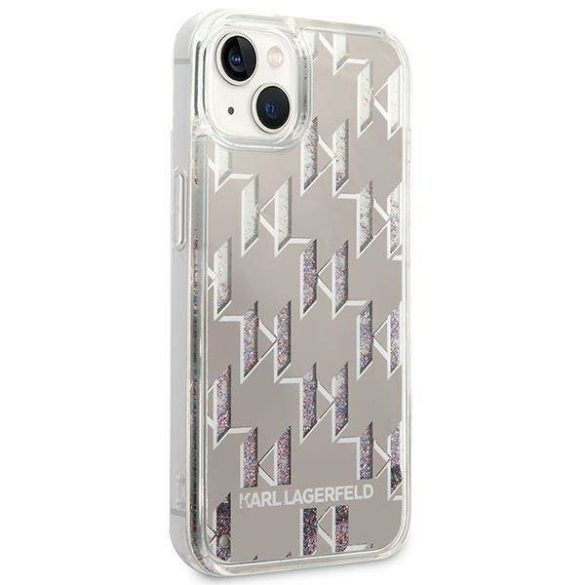 Karl Lagerfeld KLHCP14SLMNMS iPhone 14 / 15 / 13 6,1" keménytok ezüst Folyékony csillogó monogram