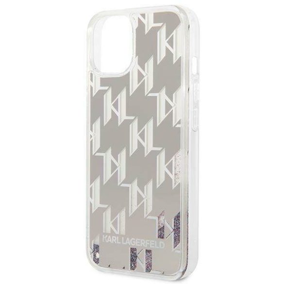 Karl Lagerfeld KLHCP14SLMNMS iPhone 14 / 15 / 13 6,1" keménytok ezüst Folyékony csillogó monogram