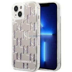   Karl Lagerfeld KLHCP14MLMNMS iPhone 14 Plus 6,7" keménytok ezüst folyékony Glitter Monogram ezüst