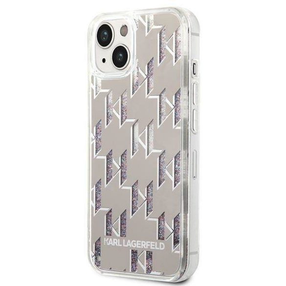 Karl Lagerfeld KLHCP14MLMNMS iPhone 14 Plus / 15 Plus 6,7" keménytok ezüst folyékony Glitter Monogram ezüst