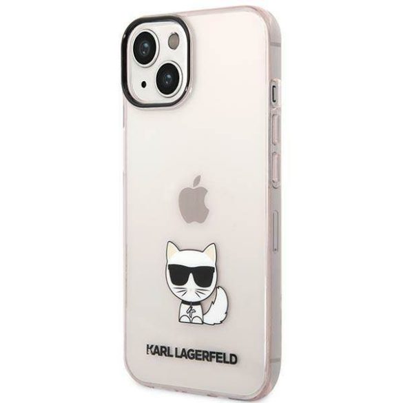 Karl Lagerfeld KLHCP14SCTTRI iPhone 14 6,1" keménytok rózsaszín átlátszó Choupette Body