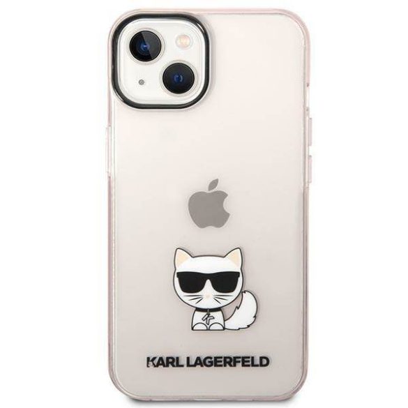 Karl Lagerfeld KLHCP14SCTTRI iPhone 14 6,1" keménytok rózsaszín átlátszó Choupette Body