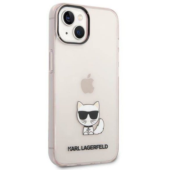 Karl Lagerfeld KLHCP14SCTTRI iPhone 14 6,1" keménytok rózsaszín átlátszó Choupette Body