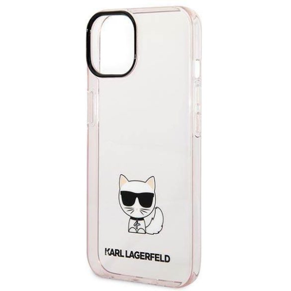 Karl Lagerfeld KLHCP14SCTTRI iPhone 14 6,1" keménytok rózsaszín átlátszó Choupette Body