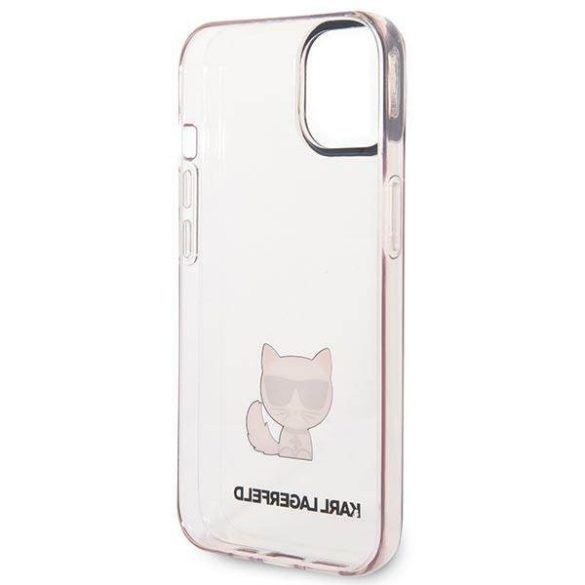 Karl Lagerfeld KLHCP14SCTTRI iPhone 14 6,1" keménytok rózsaszín átlátszó Choupette Body