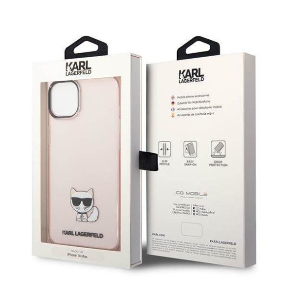 Karl Lagerfeld KLHCP14SCTTRI iPhone 14 6,1" keménytok rózsaszín átlátszó Choupette Body