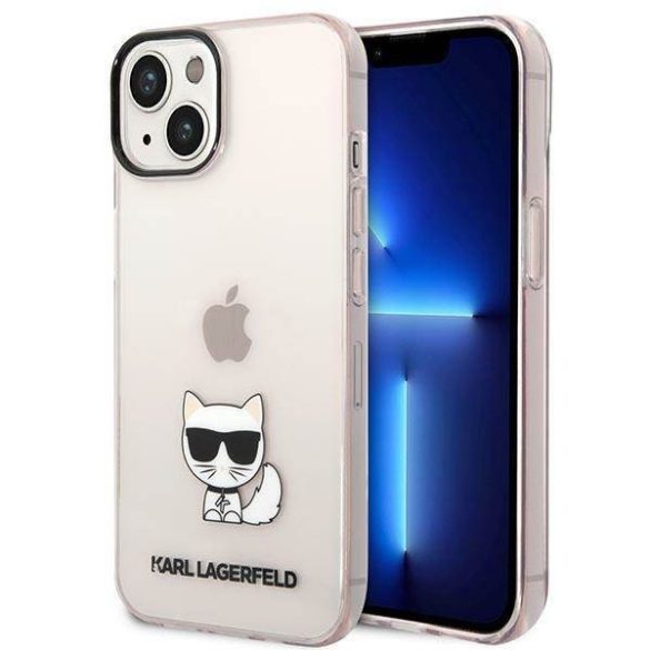 Karl Lagerfeld KLHCP14MCTTRI iPhone 14 Plus / 15 Plus 6,7" keménytok rózsaszín átlátszó Choupette test