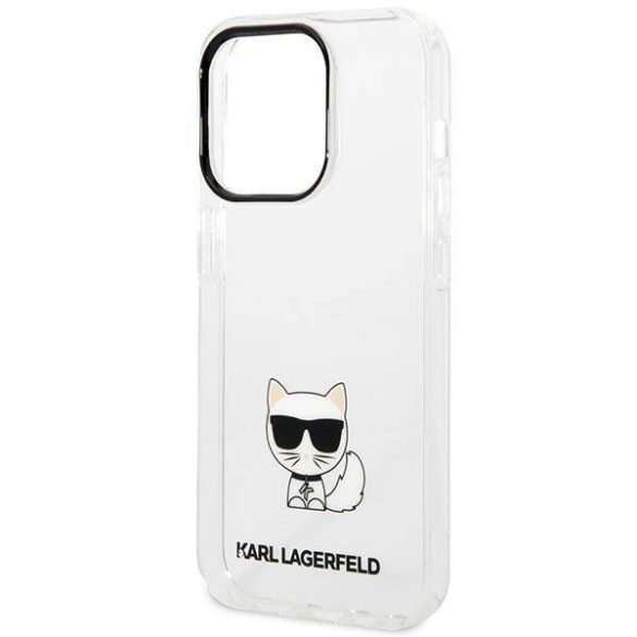 Karl Lagerfeld KLHCP14LCTTR iPhone 14 Pro 6,1" keménytok átlátszó Choupette tok