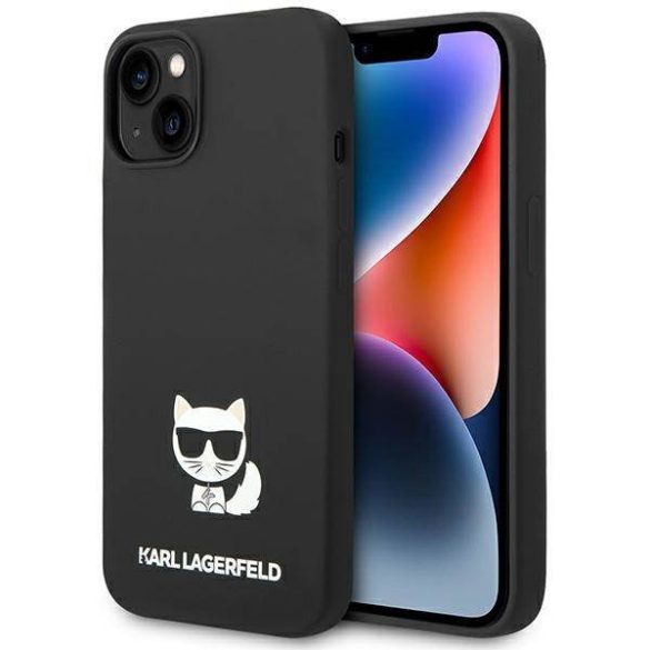 Karl Lagerfeld KLHCP14SSLCTBK iPhone 14 / 15 / 13 6,1" keménytok fekete szilikon Choupette Body