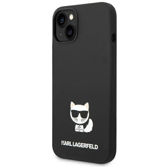 Karl Lagerfeld KLHCP14SSLCTBK iPhone 14 / 15 / 13 6,1" keménytok fekete szilikon Choupette Body