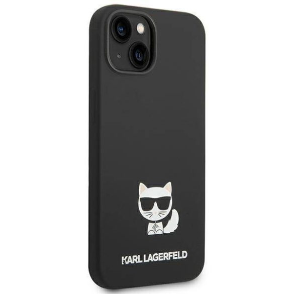 Karl Lagerfeld KLHCP14MSLCTBK iPhone 14 Plus / 15 Plus 6,7" keménytok fekete szilikon Choupette test
