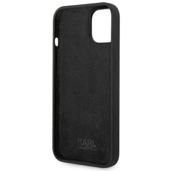 Karl Lagerfeld KLHCP14MSLCTBK iPhone 14 Plus / 15 Plus 6,7" keménytok fekete szilikon Choupette test