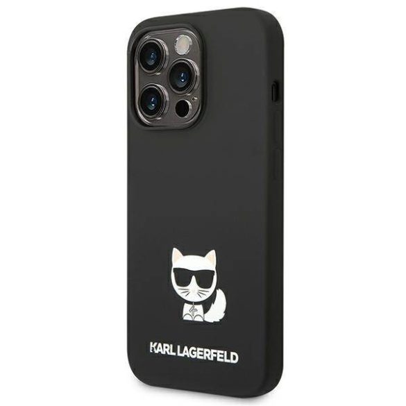 Karl Lagerfeld KLHCP14LSLCTBK iPhone 14 Pro 6,1" keménytok fekete szilikon Choupette Body tok
