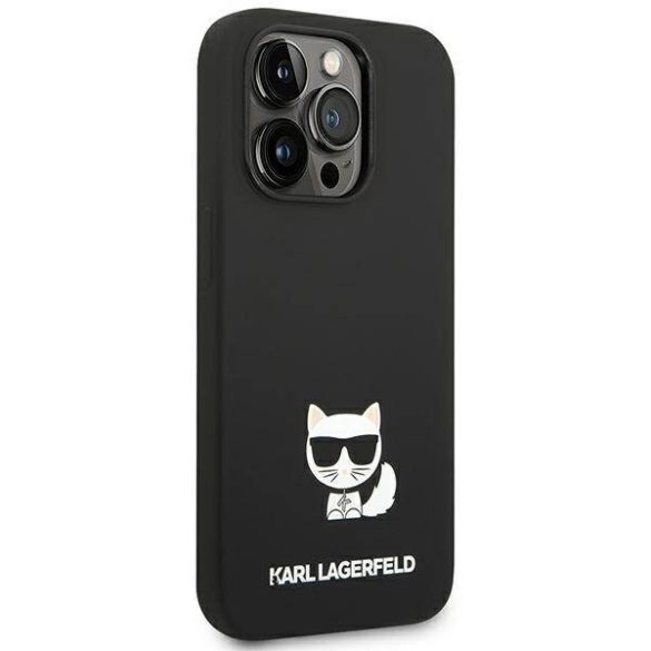 Karl Lagerfeld KLHCP14LSLCTBK iPhone 14 Pro 6,1" keménytok fekete szilikon Choupette Body tok