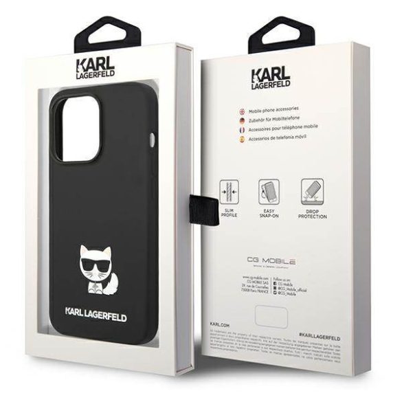 Karl Lagerfeld KLHCP14LSLCTBK iPhone 14 Pro 6,1" keménytok fekete szilikon Choupette Body tok