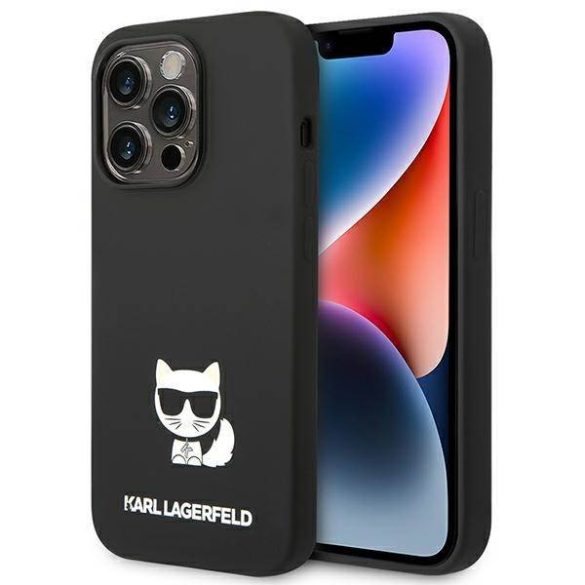 Karl Lagerfeld KLHCP14XSLCTBK iPhone 14 Pro Max 6,7" keménytok fekete szilikon Choupette Body tok