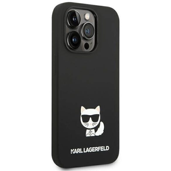 Karl Lagerfeld KLHCP14XSLCTBK iPhone 14 Pro Max 6,7" keménytok fekete szilikon Choupette Body tok