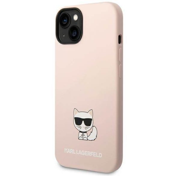 Karl Lagerfeld KLHCP14SSLCTPI iPhone 14 / 15 / 13 6,1" keménytok világos rózsaszín szilikon Choupette Body