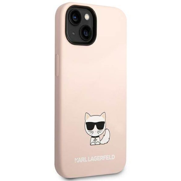 Karl Lagerfeld KLHCP14SSLCTPI iPhone 14 / 15 / 13 6,1" keménytok világos rózsaszín szilikon Choupette Body