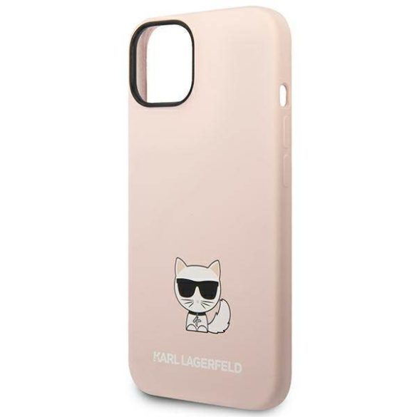 Karl Lagerfeld KLHCP14SSLCTPI iPhone 14 / 15 / 13 6,1" keménytok világos rózsaszín szilikon Choupette Body