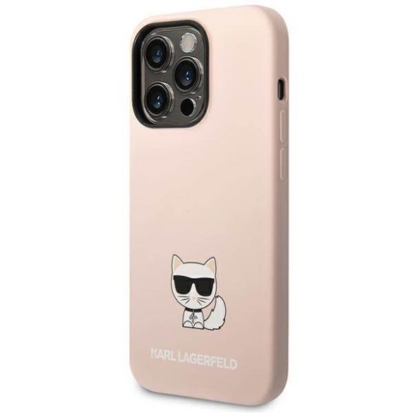 Karl Lagerfeld KLHCP14LSLCTPI iPhone 14 Pro 6,1" keménytok világos rózsaszín szilikon Choupette Body tok