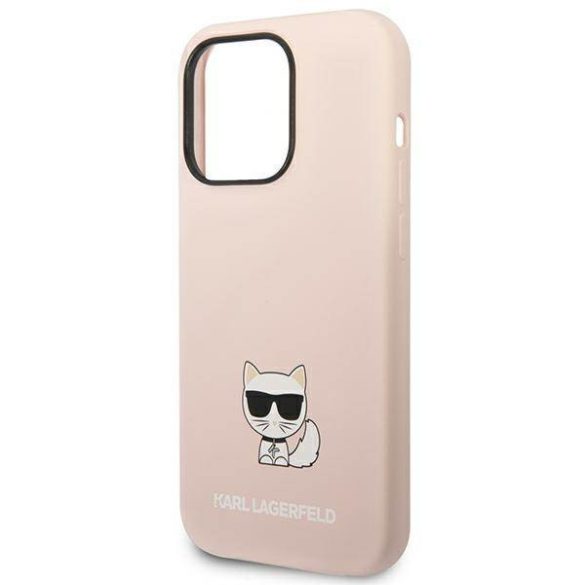 Karl Lagerfeld KLHCP14LSLCTPI iPhone 14 Pro 6,1" keménytok világos rózsaszín szilikon Choupette Body tok