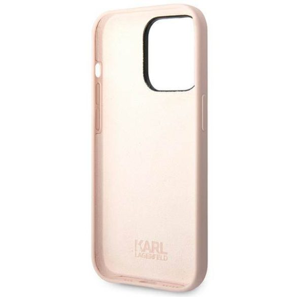 Karl Lagerfeld KLHCP14XSLCTPI iPhone 14 Pro Max 6,7" keménytok világos rózsaszín szilikon Choupette Body tok