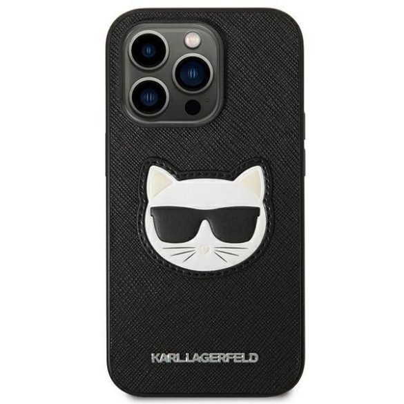 Karl Lagerfeld KLHCP14LSAPCHK iPhone 14 Pro 6,1" keménytok fekete Saffiano Choupette fej