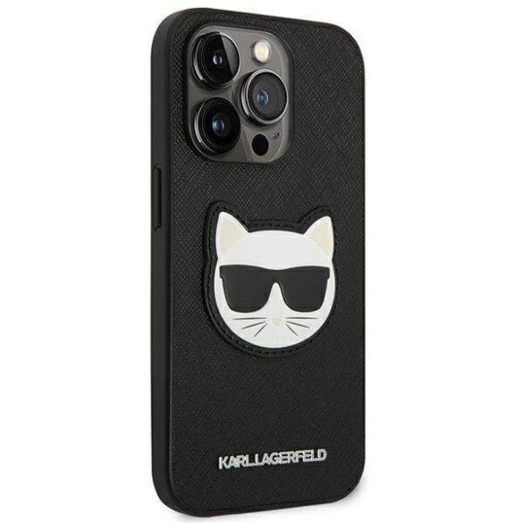 Karl Lagerfeld KLHCP14LSAPCHK iPhone 14 Pro 6,1" keménytok fekete Saffiano Choupette fej