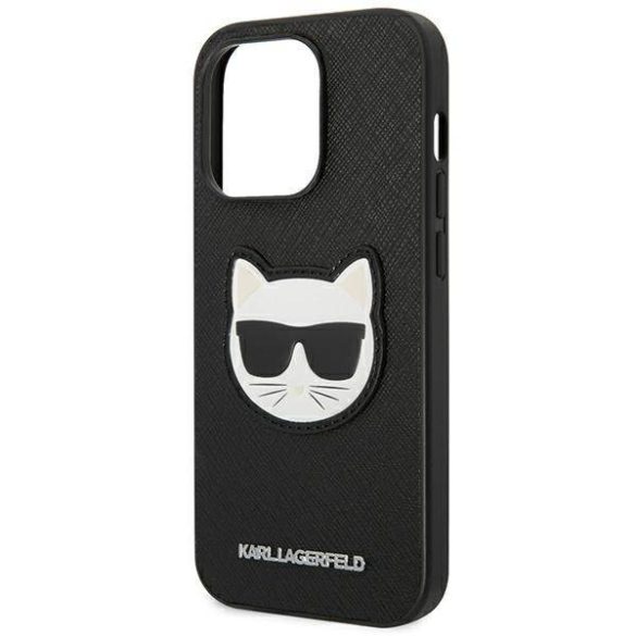 Karl Lagerfeld KLHCP14LSAPCHK iPhone 14 Pro 6,1" keménytok fekete Saffiano Choupette fej