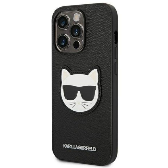 Karl Lagerfeld KLHCP14XSAPCHK iPhone 14 Pro Max 6,7" keménytok fekete Saffiano Choupette fej Patch tok