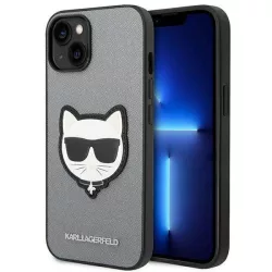   Karl Lagerfeld KLHCP14SSAPCHG iPhone 14 6,1" keménytok ezüst szafiano Choupette fejforma ezüst