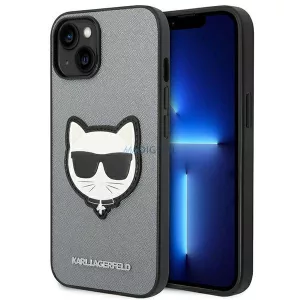 Karl Lagerfeld KLHCP14MSAPCHG iPhone 14 Plus 6,7" keménytok ezüst szafiano Choupette fejforma ezüst