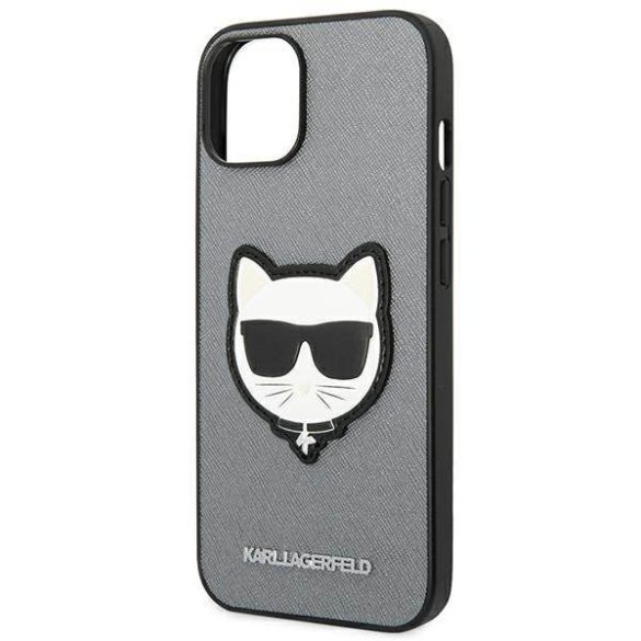 Karl Lagerfeld KLHCP14MSAPCHG iPhone 14 Plus / 15 Plus 6,7" keménytok ezüst szafiano Choupette fejforma ezüst