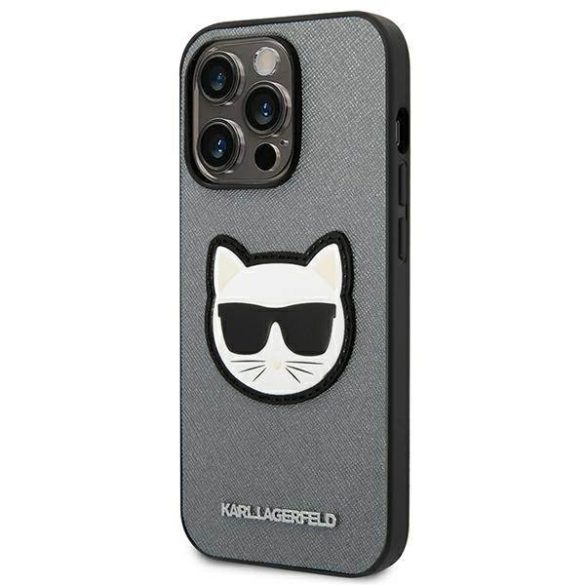 Karl Lagerfeld KLHCP14LSAPCHG iPhone 14 Pro 6,1" keménytok ezüst Saffiano Choupette fej