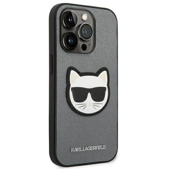 Karl Lagerfeld KLHCP14LSAPCHG iPhone 14 Pro 6,1" keménytok ezüst Saffiano Choupette fej