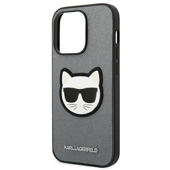 Karl Lagerfeld KLHCP14LSAPCHG iPhone 14 Pro 6,1" keménytok ezüst Saffiano Choupette fej