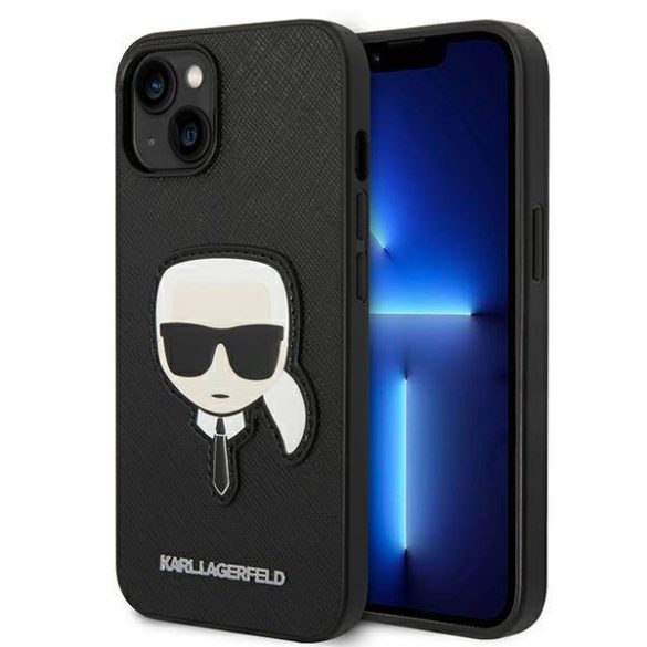 Karl Lagerfeld KLHCP14MSAPKHK iPhone 14 Plus / 15 Plus 6,7" fekete keménytok Saffiano Karl's Head foltos keménytok