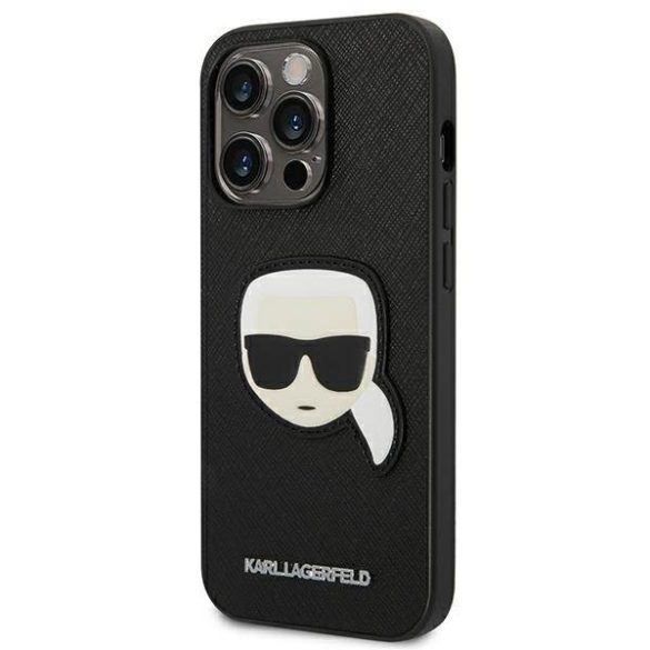 Karl Lagerfeld KLHCP14LSAPKHK iPhone 14 Pro 6,1" fekete keménytok Saffiano Karl Lagerfeld fej