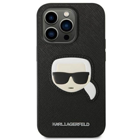 Karl Lagerfeld KLHCP14LSAPKHK iPhone 14 Pro 6,1" fekete keménytok Saffiano Karl Lagerfeld fej