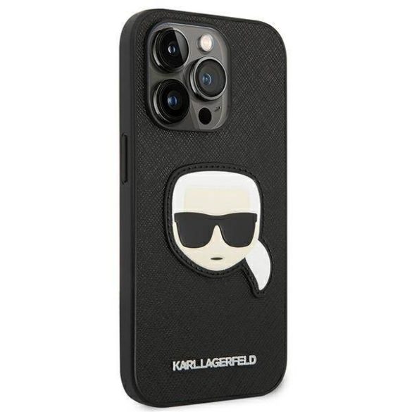 Karl Lagerfeld KLHCP14LSAPKHK iPhone 14 Pro 6,1" fekete keménytok Saffiano Karl Lagerfeld fej