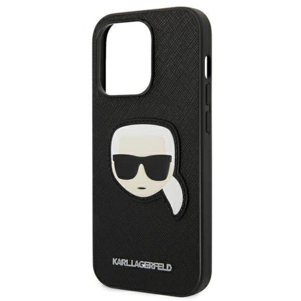 Karl Lagerfeld KLHCP14LSAPKHK iPhone 14 Pro 6,1" fekete keménytok Saffiano Karl Lagerfeld fej