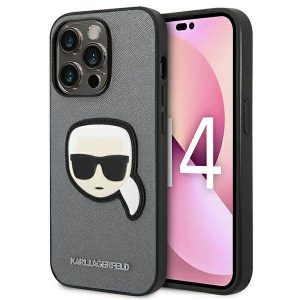 Karl Lagerfeld KLHCP14LSAPKHG iPhone 14 Pro 6,1" ezüst keménytok Saffiano Karl Lagerfeld fej