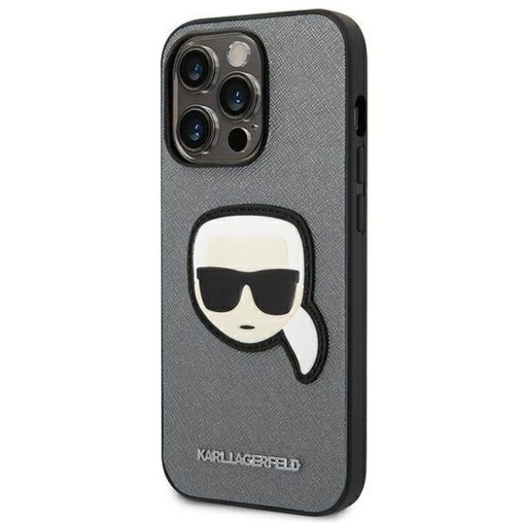 Karl Lagerfeld KLHCP14LSAPKHG iPhone 14 Pro 6,1" ezüst keménytok Saffiano Karl Lagerfeld fej