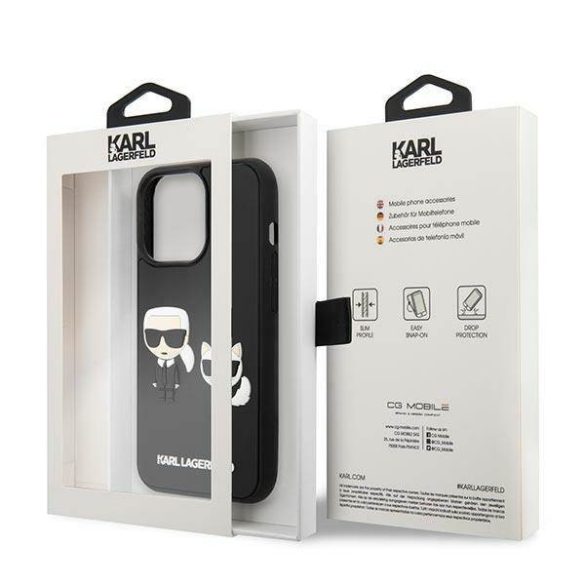 Karl Lagerfeld KLHCP14X3DRKCK iPhone 14 Pro Max 6,7" fekete keménytok Karl&Choupette ikonikus 3D tok