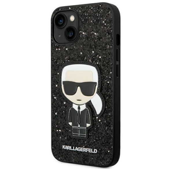 Karl Lagerfeld KLHCP14MGFKPK iPhone 14 Plus / 15 Plus 6,7" keménytok fekete csillámpelyhek ikonikus