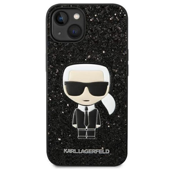 Karl Lagerfeld KLHCP14MGFKPK iPhone 14 Plus / 15 Plus 6,7" keménytok fekete csillámpelyhek ikonikus